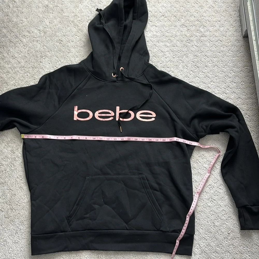 NWT Bebe Women’s Black & Rose Gold Foil Logo Hoodie – Size 2X - Picture 9 of 13